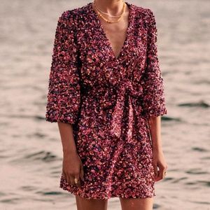 NWT Sézane Adelina Sequin Dress, Size 36